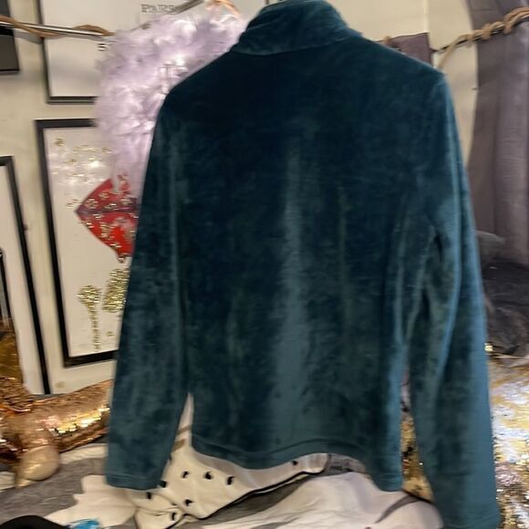 Athleta large emerald green mandarin collar half zip pullover fleece sweatshirt - Picture 5 of 7